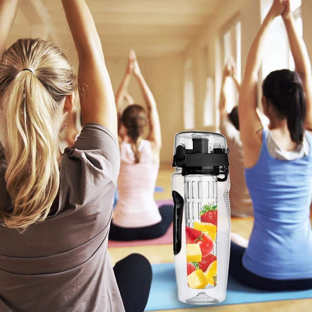 32Oz Fruit Infusing Infuser Water Bottle Water Fruit Bottle BPA Free Plastic Sport Fruit Infuser Water Bottles with Infuser Juice Shaker Drink Bottle of Water