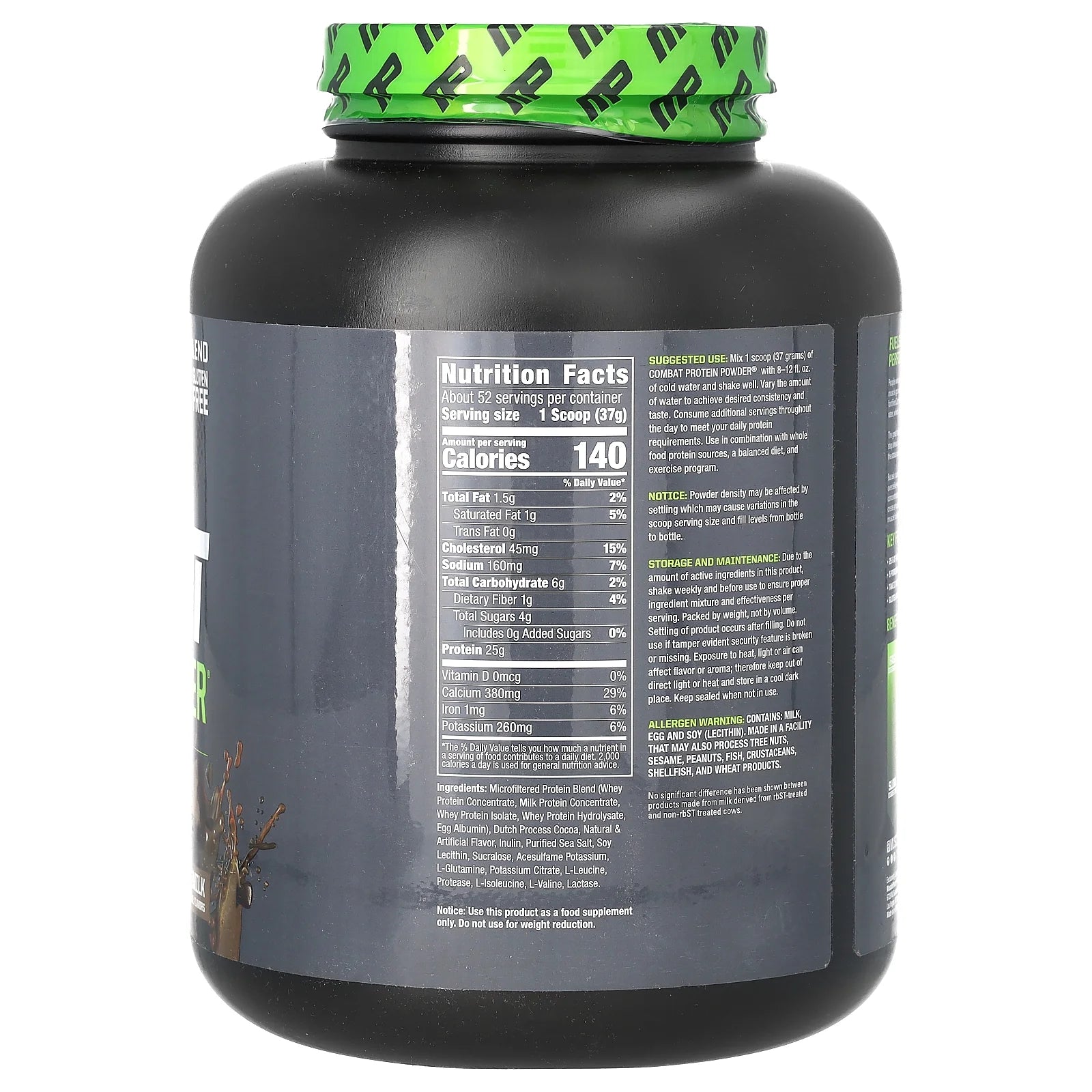 Combat Protein Powder, Chocolate Milk, 25G Protein, 4Lb, 64Oz
