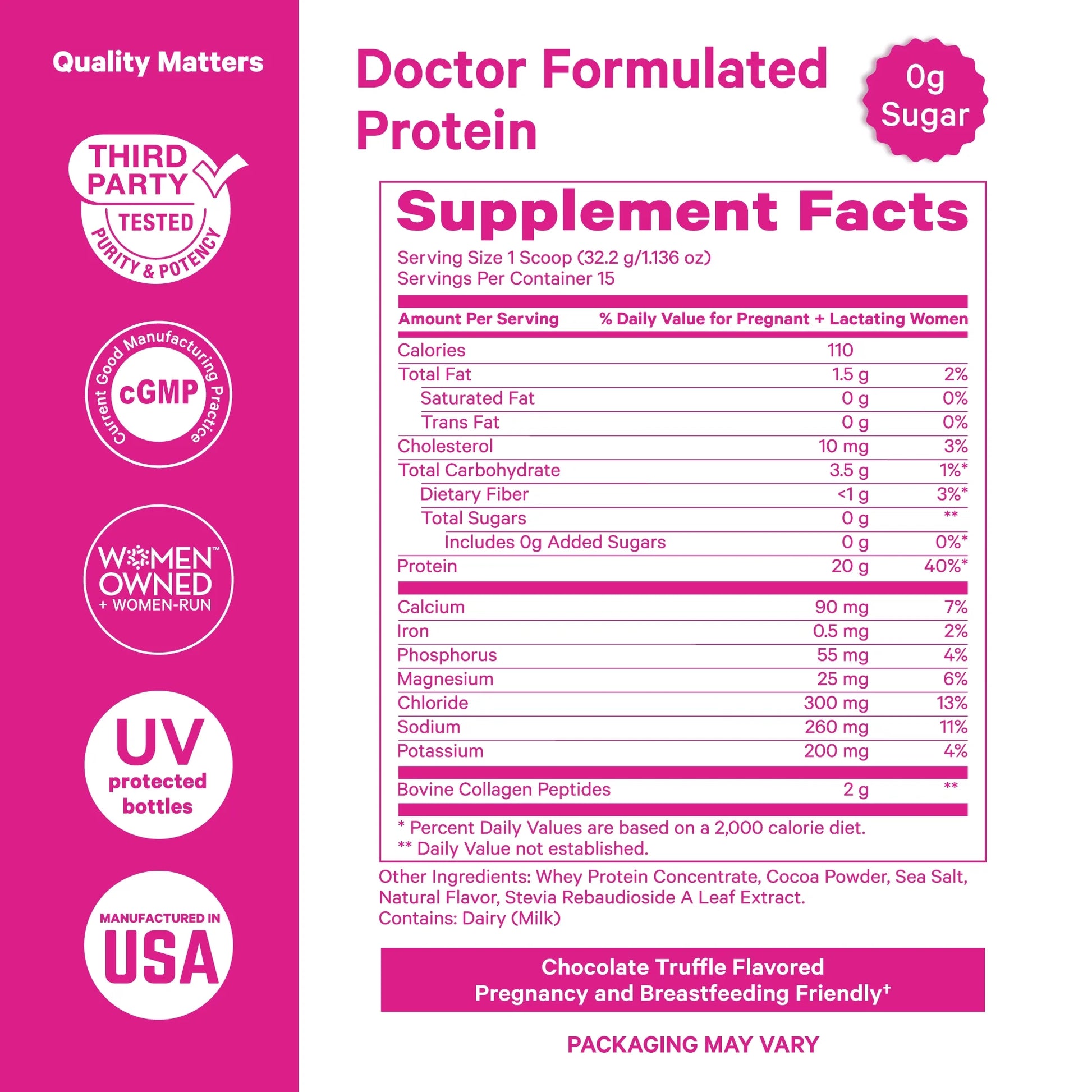 Pregnancy + Nursing Protein Chocolate Protein Powder, 21 Servings